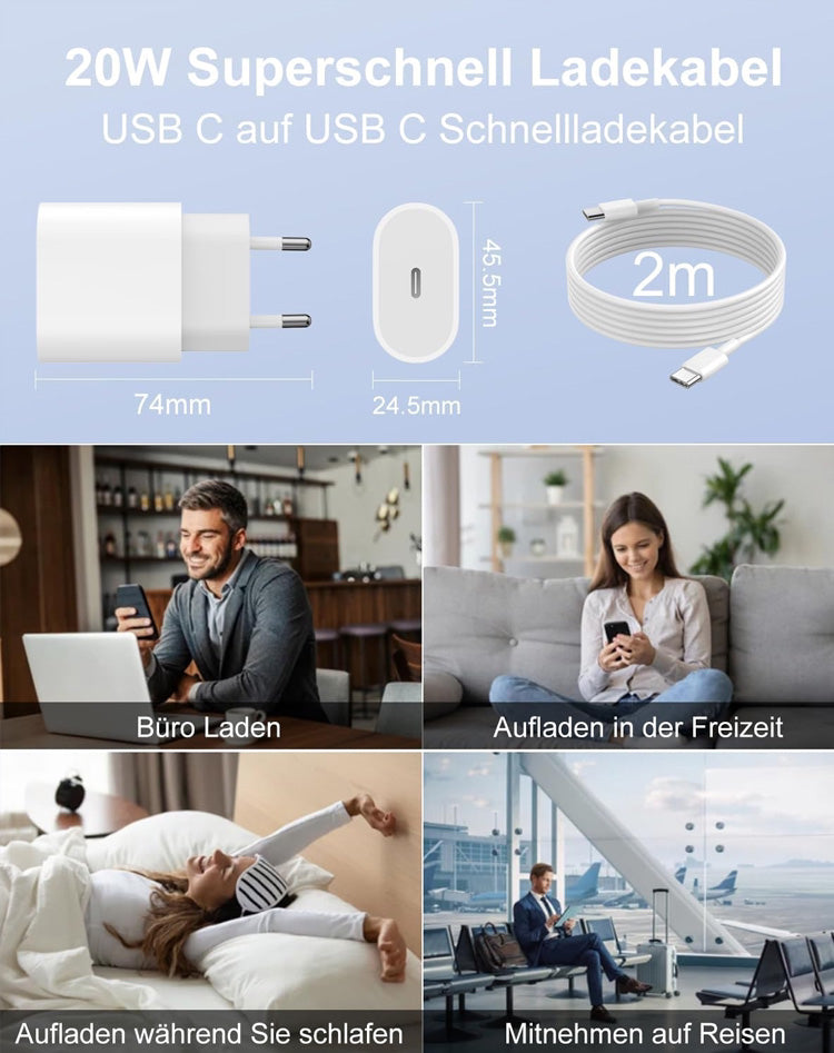 Incarcator telefon, USB C, Universal, Fast Charge 20W, 1m, compatibil cu Samsung, Iphone 15/16