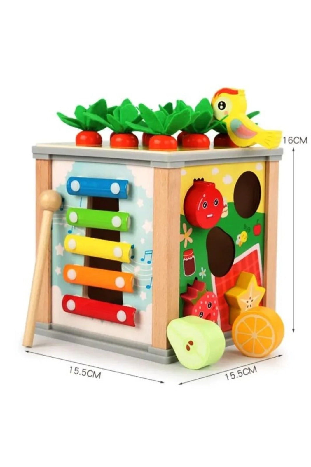 Jucărie Montessori, Cub de activitate din lemn 10-în-1 – centru educativ pentru micii exploratori
