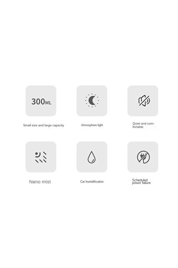 Umidificator cu aromaterapie si lampa nocturna, LED, 300ml, multicolor, 11.9x7.8cm