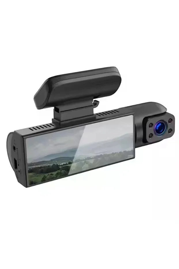 Camera auto de bord Teknova, 3 obiective, vedere pe timp de noapte 3.16 inch, 1080p, unghi de 170°