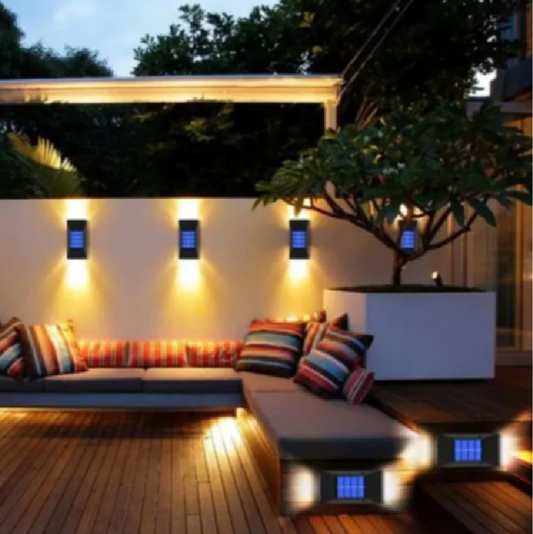 Set 2 Mini Lămpi Solare cu 6 LED-uri, Senzor Mișcare, Exterior, Negru