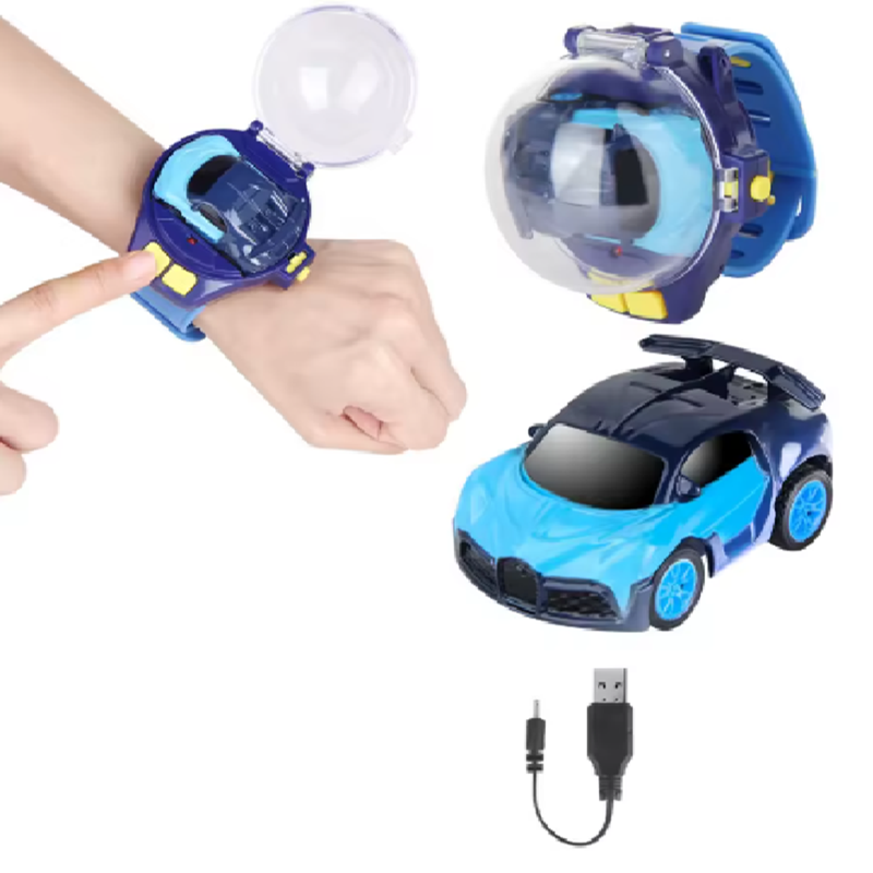Mașinuță cu Telecomandă Tip Ceas, RC Mini din Metal, LED, 2.4GHz, Reîncărcare USB