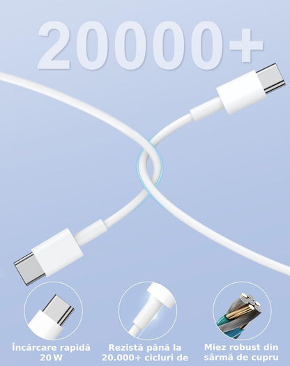 Incarcator telefon, USB C, Universal, Fast Charge 20W, 1m, compatibil cu Samsung, Iphone 15/16