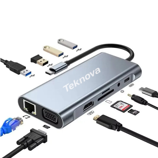 Docking Station USB-C 11-în-1 Multifuncțional, Compatibil Laptop/PC/Tabletă