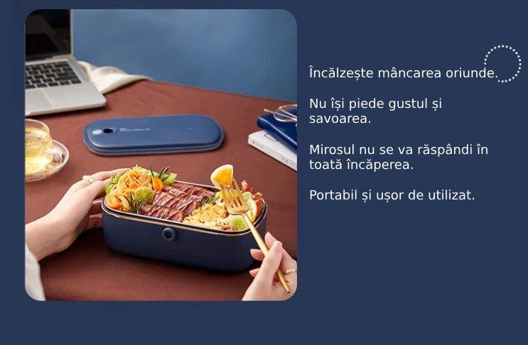 Caserola electrica portabila, 900 mL, incalzire rapida, inox 304, ideala pentru pranz