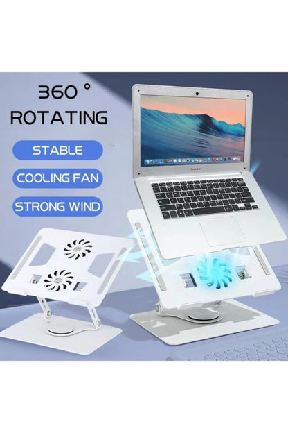 Cooler laptop rotativ 360° Teknova, 2 coolere cu 3 viteze, reglabil pe inaltime, pliabil si portabil