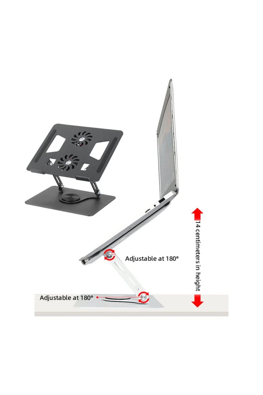 Cooler laptop rotativ 360° Teknova, 2 coolere cu 3 viteze, reglabil pe inaltime, pliabil si portabil
