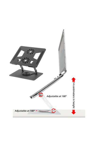 Cooler laptop rotativ 360° Teknova, 2 coolere cu 3 viteze, reglabil pe inaltime, pliabil si portabil
