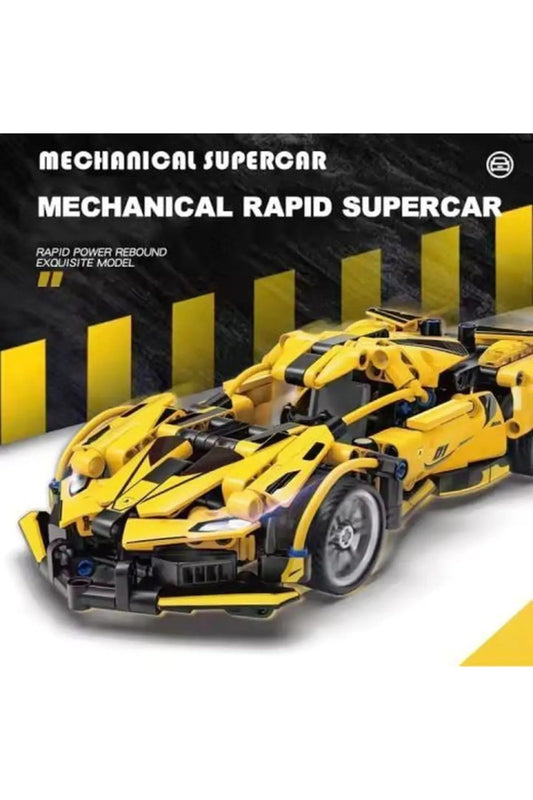 Masina Supercar tip Lego de constructie cu sistem pull-back – 423 piese, 6+ ani