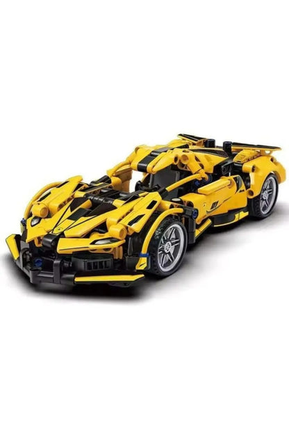 Masina Supercar tip Lego de constructie cu sistem pull-back – 423 piese, 6+ ani