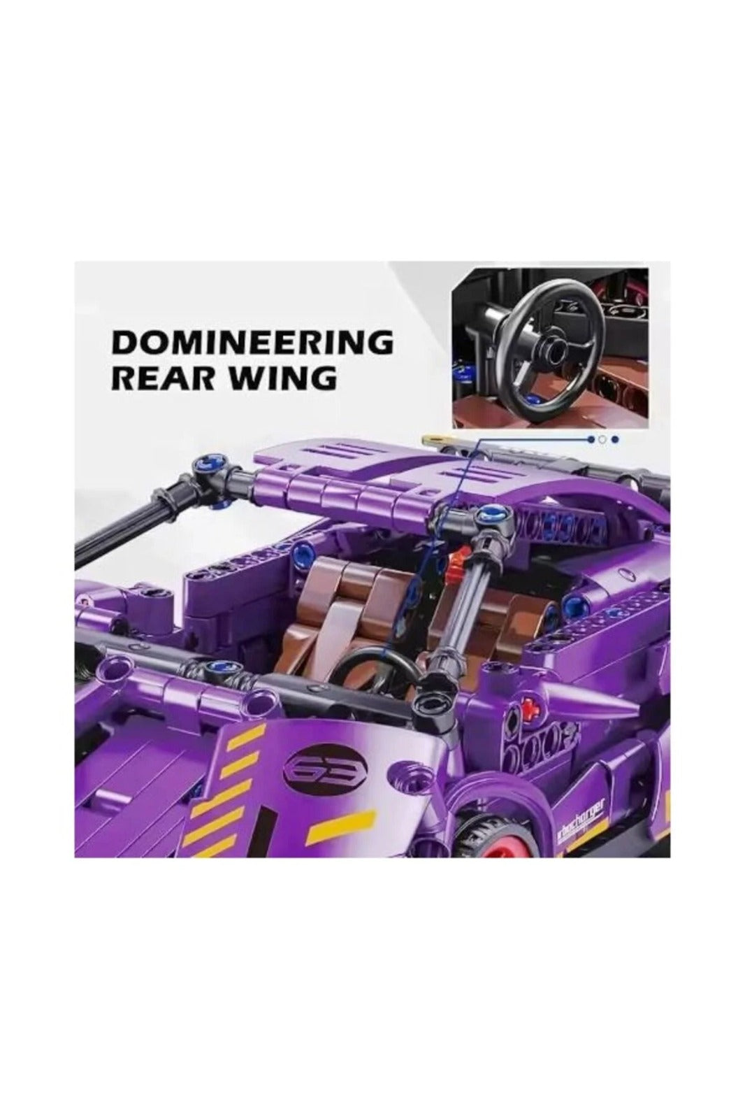 Jucarie Masina supercar tip Lego de constructie cu sistem pull-back – 470 piese, 6+ ani
