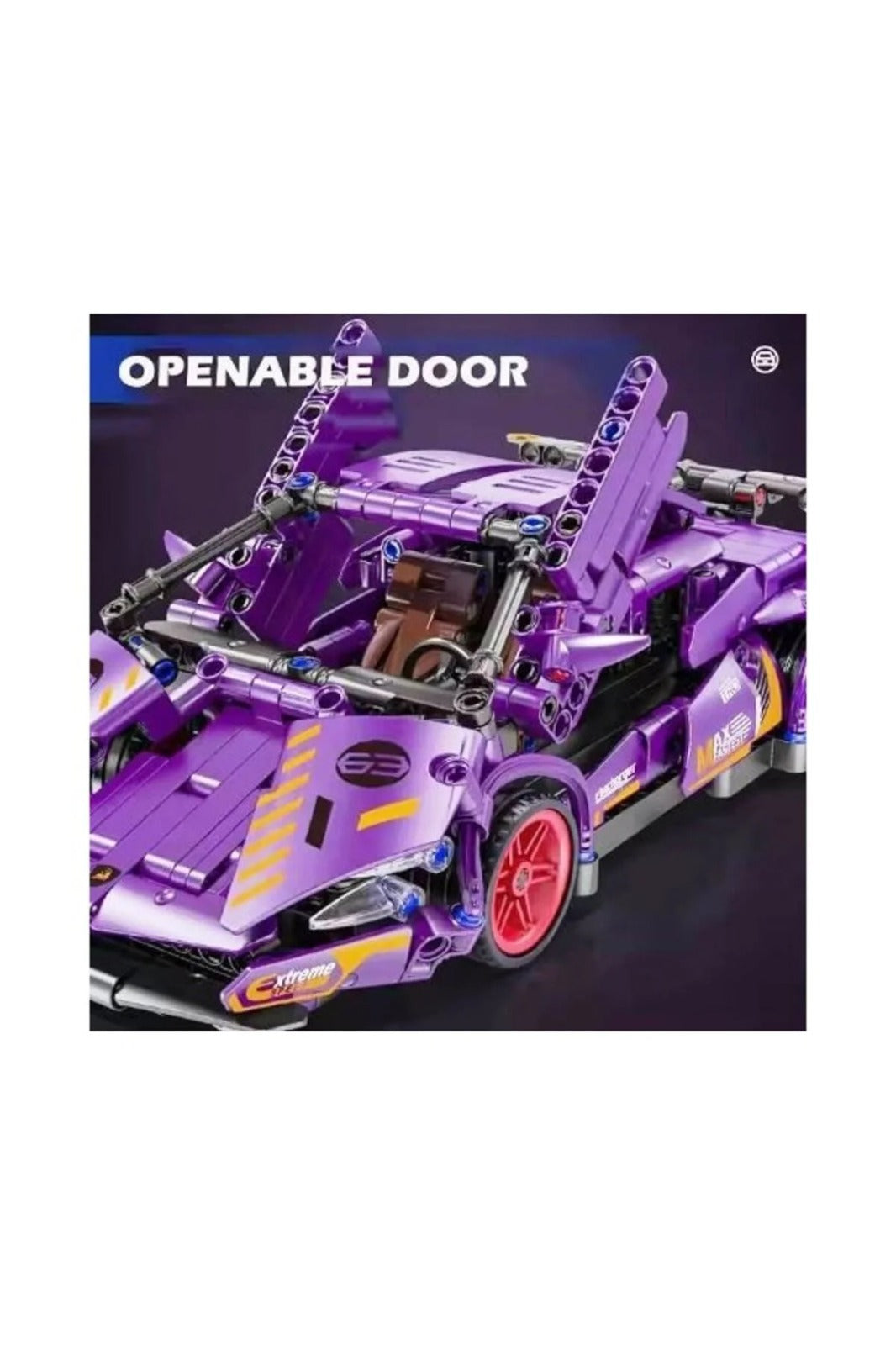 Jucarie Masina supercar tip Lego de constructie cu sistem pull-back – 470 piese, 6+ ani