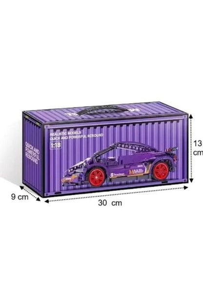 Jucarie Masina supercar tip Lego de constructie cu sistem pull-back – 470 piese, 6+ ani