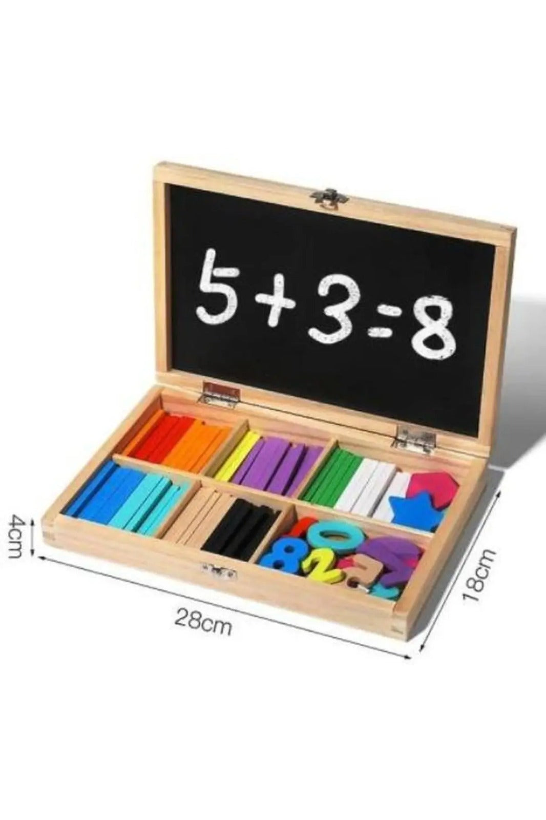 Jucărie Montessori, Trusă aritmetică distractivă din lemn – numărat, forme, tangram și desen