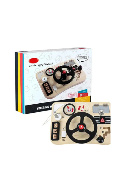 Busy Board Montessori cu Volan – Dezvoltă Coordonarea, Motricitatea Fină și Imaginația Copilului