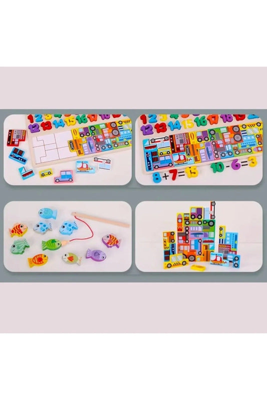 Joc logaritmic din lemn, 4 activitati educationale in 1