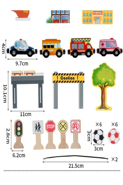 Masă de Joacă 2-în-1 din Lemn – Traseu Dinozauri &amp; Joc de Fotbal, Set Educativ 