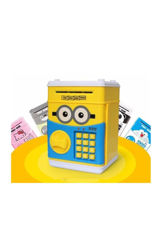 Pusculita electronica pentru copii, Interactiva, Cu Lumini, Intrare pentru bani si monede, Galben