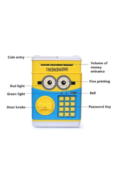 Pusculita electronica pentru copii, Interactiva, Cu Lumini, Intrare pentru bani si monede, Galben