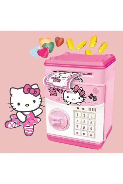 Pusculita electronica pentru copii Hello Kitty, Interactiva, Intrare pentru bani si monede, Roz