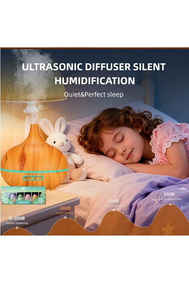 Umidificator de aer ultrasonic, 300 ml, lumina ambientala 7 culori, reîncărcabil 