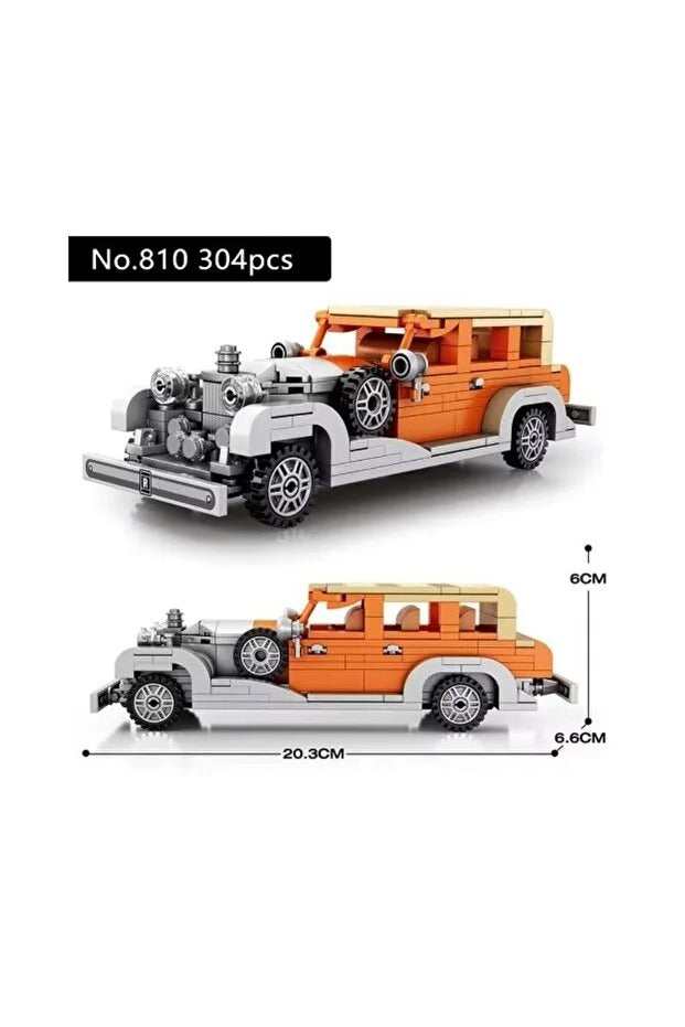 Mașină clasica tip Lego cu sistem pull-back – 304 piese, 6+ ani