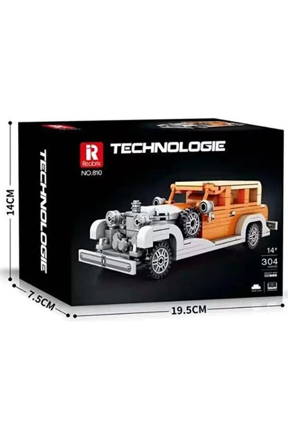 Mașină clasica tip Lego cu sistem pull-back – 304 piese, 6+ ani