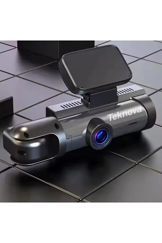 Camera auto de bord Teknova, 3 obiective, vedere pe timp de noapte 3.16 inch, 1080p, unghi de 170°