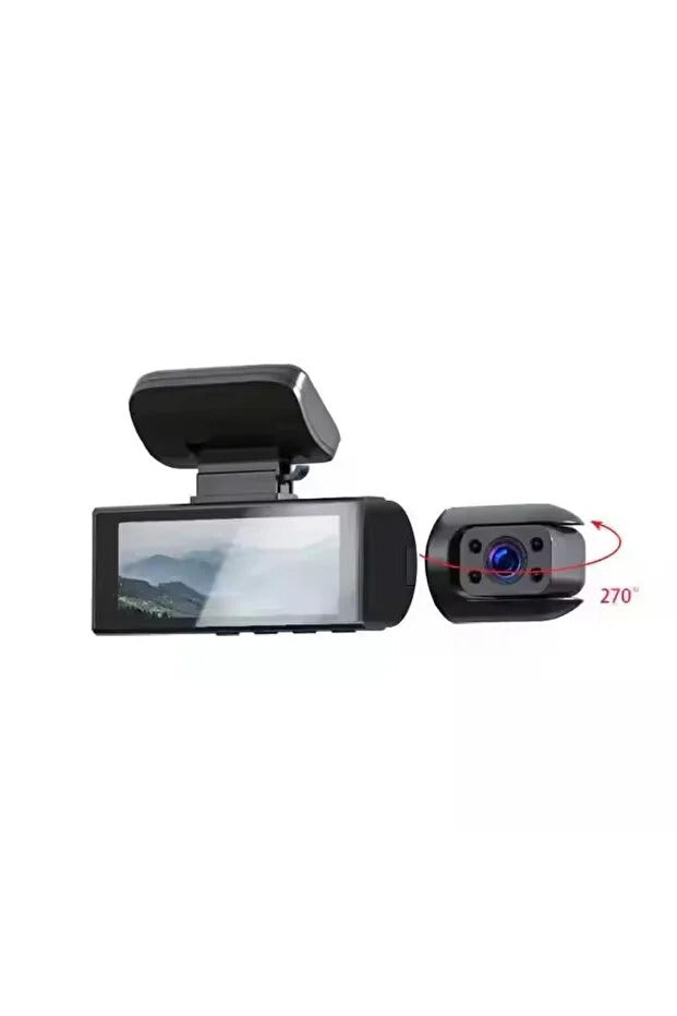 Camera auto de bord Teknova, 3 obiective, vedere pe timp de noapte 3.16 inch, 1080p, unghi de 170°