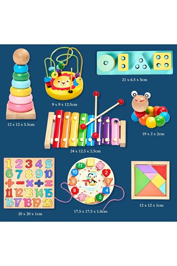 Set Jucării Educaționale din Lemn – Jocuri Interactive pentru Dezvoltarea Copiilor