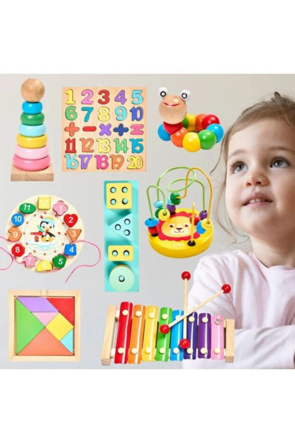 Set Jucării Educaționale din Lemn – Jocuri Interactive pentru Dezvoltarea Copiilor