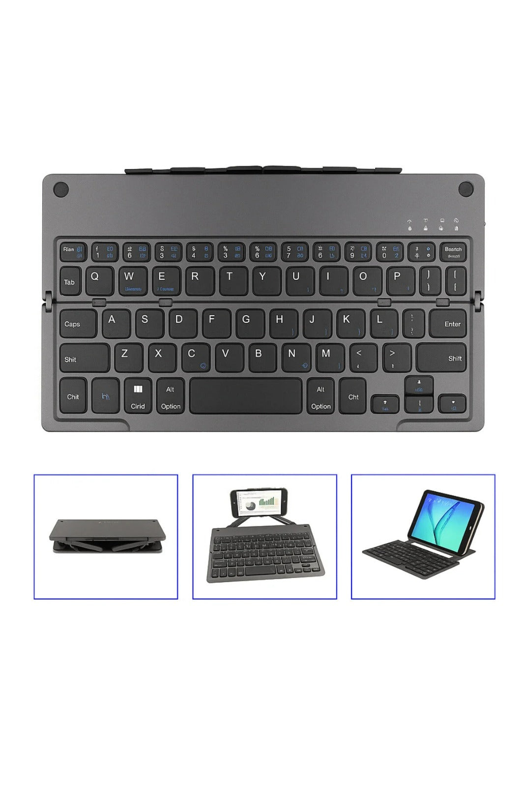 Tastatura Pliabila Teknova, Suport Telefon si Tableta, Bluetooth, Compatibila Android, iOS, Windows