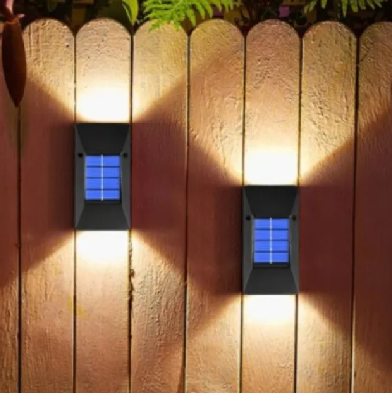 Set 2 Mini Lămpi Solare cu 6 LED-uri, Senzor Mișcare, Exterior, Negru