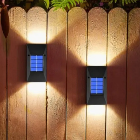 Set 2 Mini Lămpi Solare cu 6 LED-uri, Senzor Mișcare, Exterior, Negru