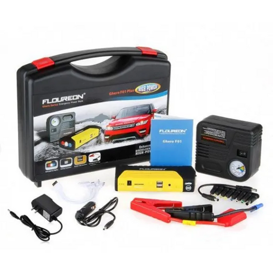 Kit Pornire Auto 68800mAh, Jump Starter cu Compresor, Lanternă LED și Încărcare USB