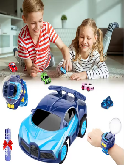 Mașinuță cu Telecomandă Tip Ceas, RC Mini din Metal, LED, 2.4GHz, Reîncărcare USB