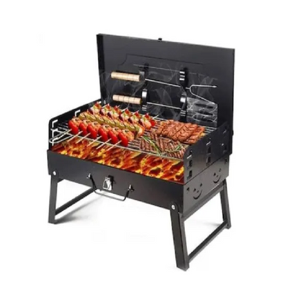 Grătar Portabil Pliabil Tip Servietă pe Cărbune cu Accesorii Incluse 44×27×6 cm