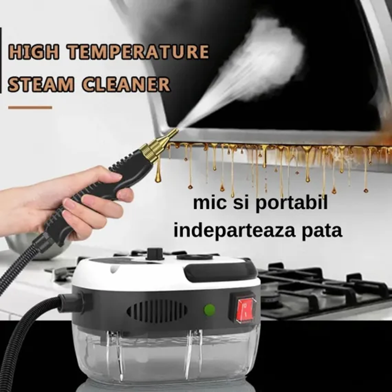 Aparat Curățare cu Abur 2500W, Presiune 3 Bar, Perfect pentru Aragaz, Hotă și Suprafețe